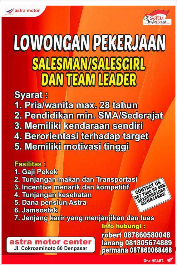 G jaman kn 2017 masi nganggur... ayooo gabung bersama astra honda motor