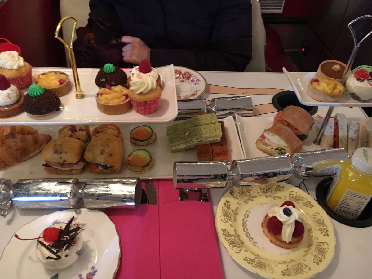 aimsbc's tweet photo. Kudos to @B8Bakery for an incredible Xmas Afternoon Tea on a #doubledeckerbus with #GFfriendly delights #b_bakery #teatime #cheerio2017 https://t.co/kQ5c3VETAJ