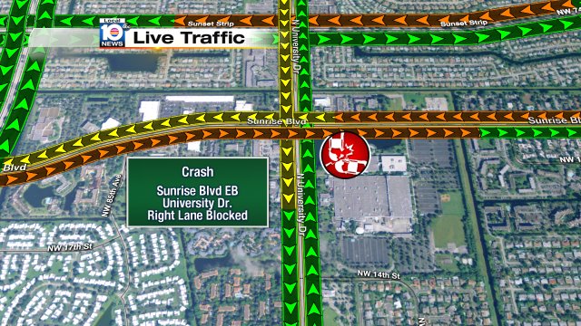 CRASH: Sunrise Blvd EB & University Dr. A right lane is blocked. Expect delays. #TRAFFIC https://t.co/gtQkLHuxTo
