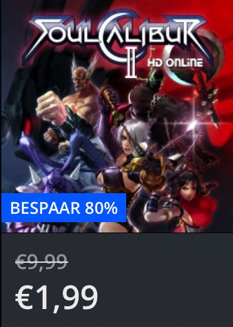 Yellow_Motion's tweet photo. Insane Deal! SOULCALIBUR II HD ONLINE (PS3) is now € 1.99 ( 80% off ) EU PSStore only! Valid untill 21/01/2017 https://t.co/udt75wWFFU https://t.co/islGxxiLnB