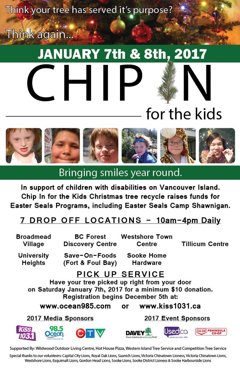 EasterSealsBCY's tweet photo. Reminder - Don't forget to register for tree pickup service, last day is Jan 3rd! #ChipInForTheKids https://t.co/B1u27czh7q