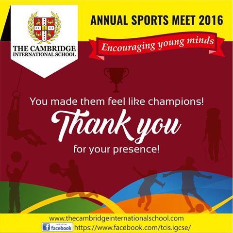 TCIS_IGCSE's tweet image. #Thankyou parents for your #time &amp;amp; loud #applauds! #TheCambridgeInternationalSchool #Annual #sports #meet #2k16