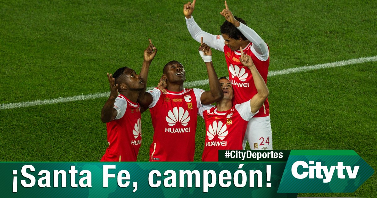 Citytv's tweet photo. ¡Santa Fe, campeón! El equipo bogotano derrotó 1-0 al Tolima en la final de la Liga de fútbol colombiano. #GrandeSantaFe https://t.co/phafKVLHcK