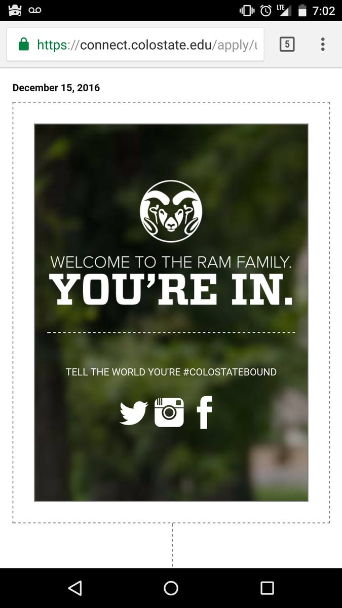 RyBaller24's tweet photo. Finally got accepted! #CSURams #coloradostatebound https://t.co/g5rG9FblA6