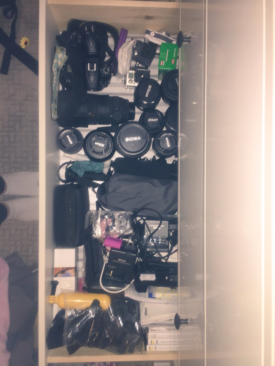 KatyKlopper's tweet photo. The never ending struggle to keep my camera equipment drawer (semi) organized... https://t.co/QV4zpodkAC