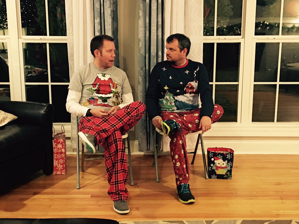 Deep thoughts in Christmas Jammies #manlymen #besties
