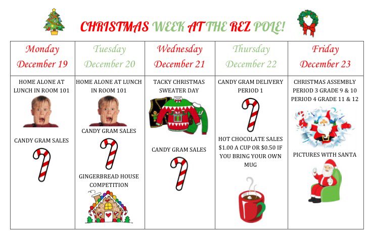 ResCSS's tweet photo. Get ready for Christmas Week at Rez Phoenix!! Here is a look at all the exciting events happening!! 🎄 https://t.co/1kYwwIioro