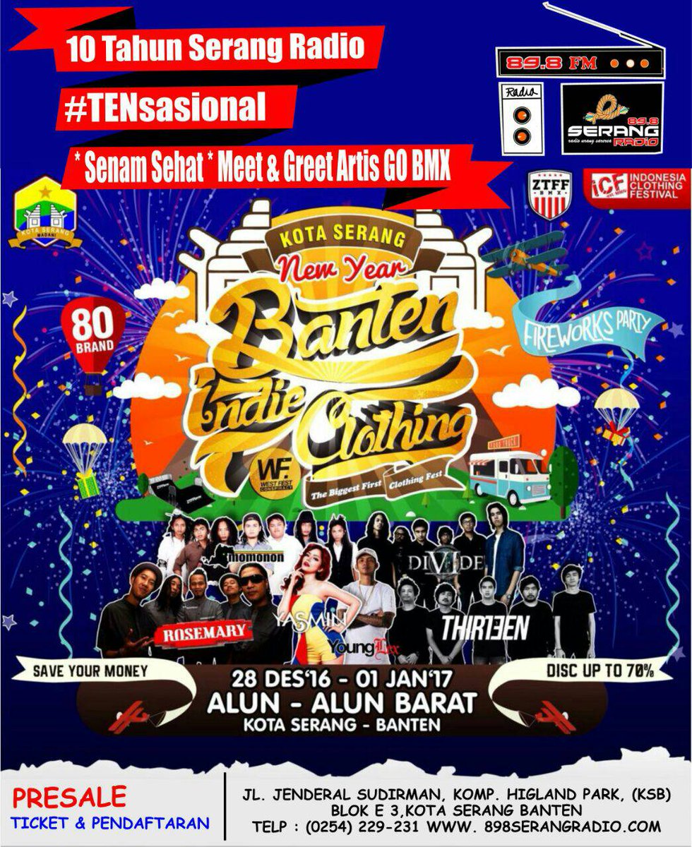 Buat kalian semua #SaveYourMoney #BantenIndieClothing di alun2 kota serang 28-01jan || dapatkan MemberCard serangradio dan Tiket masuk 30k