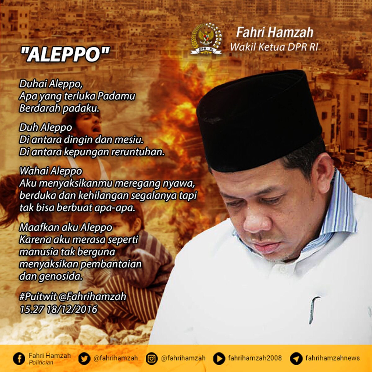 kawanFH's tweet photo. #Puitwit @Fahrihamzah : Maafkan Aku, #Aleppo 😭 https://t.co/V9rvNDUo2j