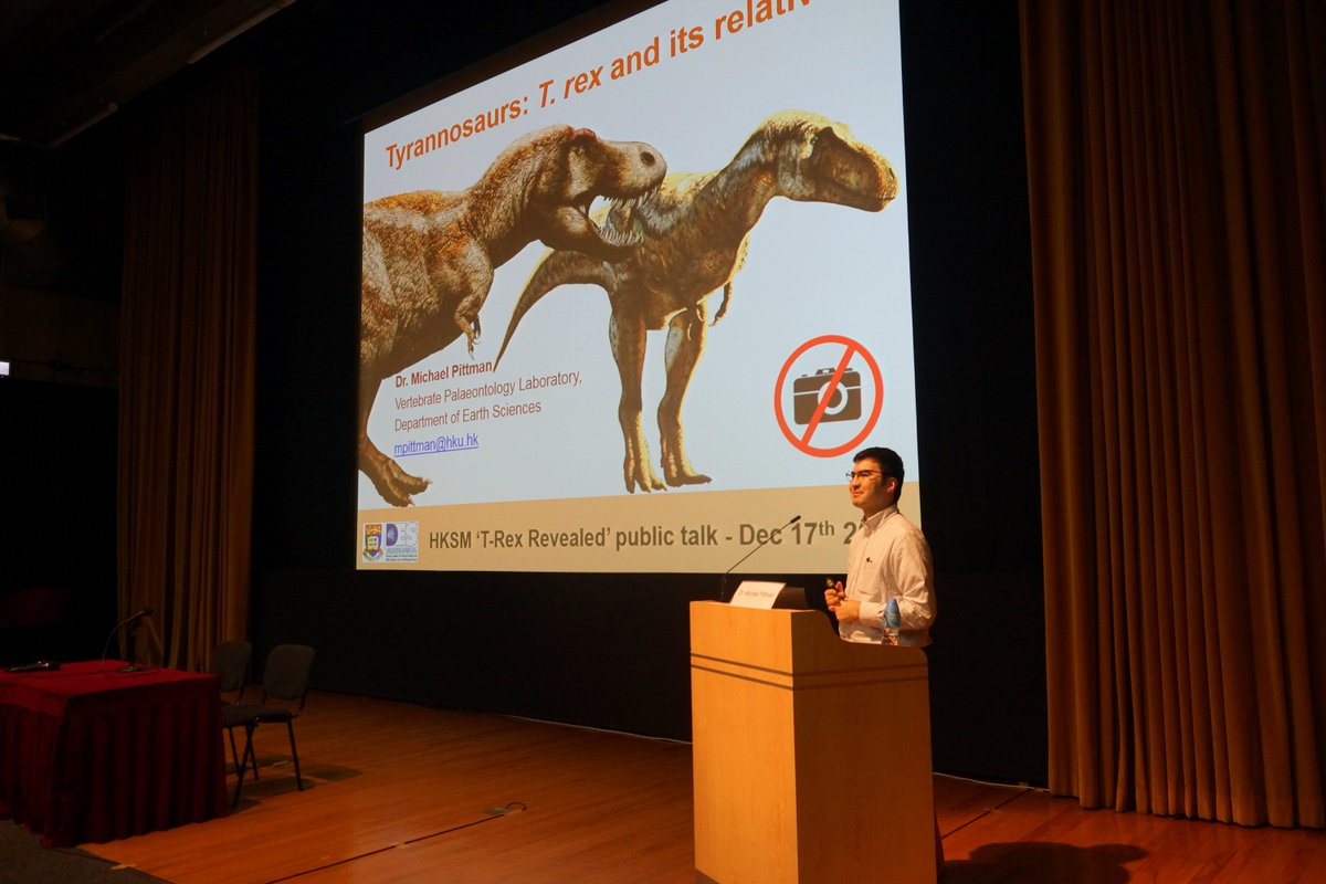 PalaeoPittman's tweet photo. Fun #HKScienceMuseum #TRex talk! Kids loved that #TRex couldn't scratch its back + nose. Were wowed by work of @JohnRHutchinson @WitmerLab https://t.co/T3rhwYJbyt