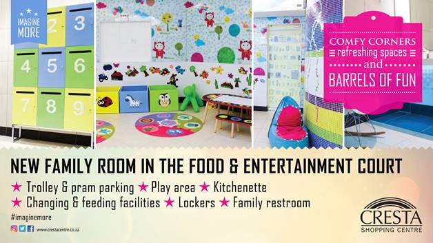 crestacentre's tweet photo. Visit our new family room on the lower level of the food & entertainment court for a range of great services #CrestaMagic #ImagineMore https://t.co/CKXOSIVJai