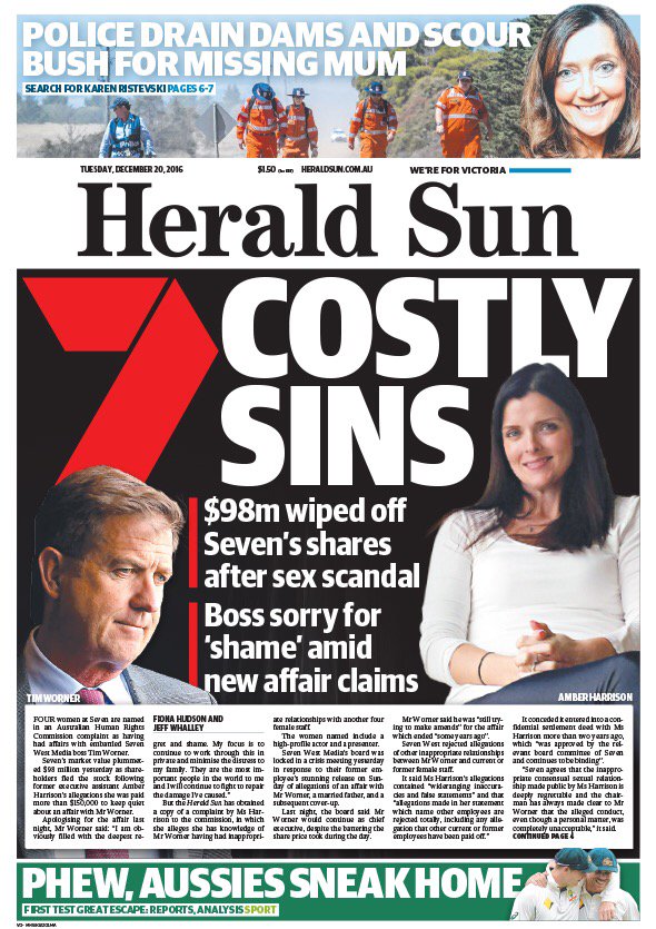 damonTheOz's tweet photo. Tomorrow's @theheraldsun front page tonight https://t.co/dWKou0ewmw
