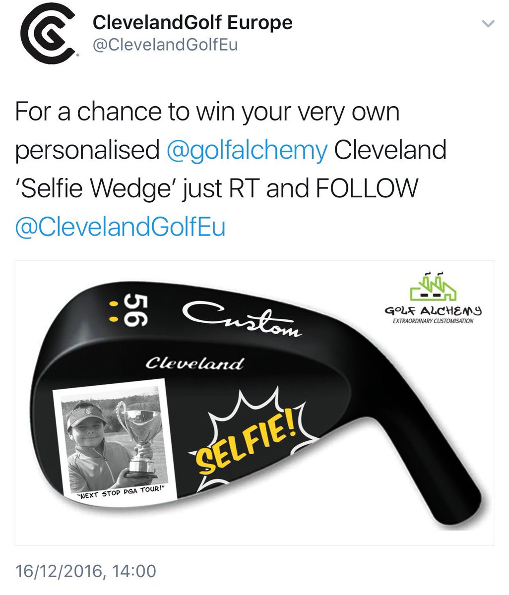 ClevelandGolfEu's tweet photo. There's still time to enter our #selfie wedge competition with @golfalchemy Just RT and FOLLOW  @ClevelandGolfEu to enter! https://t.co/NuxWiKO4aq