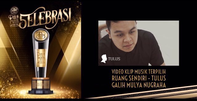musiktulus's tweet photo. "Ruang Sendiri" berhasil menjadi Video Klip Musik Terpilih di #PialaMaya5 #5elebrasi.
Terima kasih apresiasinya @FILM_Indonesia! https://t.co/UN3D8LSdQt