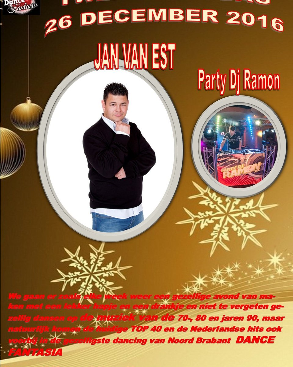 Op Kerstavond zijn we GESLOTEN maar op TWEEDE KERSTDAG zijn we er met <a href="/PartyDjRamon/">Ramon van Dijk</a> en <a href="/Janvanest/">Jan van Est</a> 
#feestinfantasia