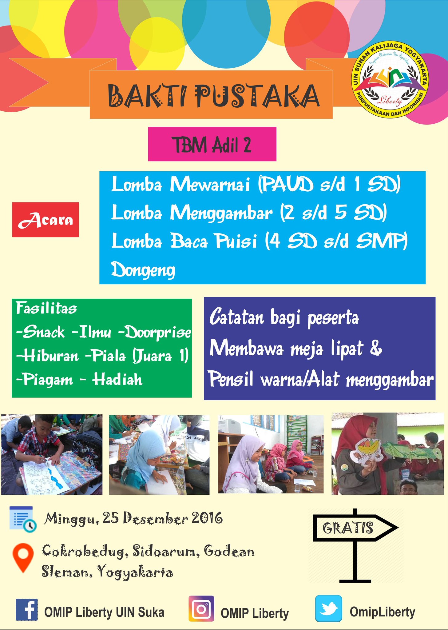 OMIP Liberty UINSUKA on Twitter "Halooooo OMIP Organisasi Mahasiswa Ilmu Perpustakaan Liberty UIN Sunan Kalijaga menyelenggarakan kegiatan "BAKTI
