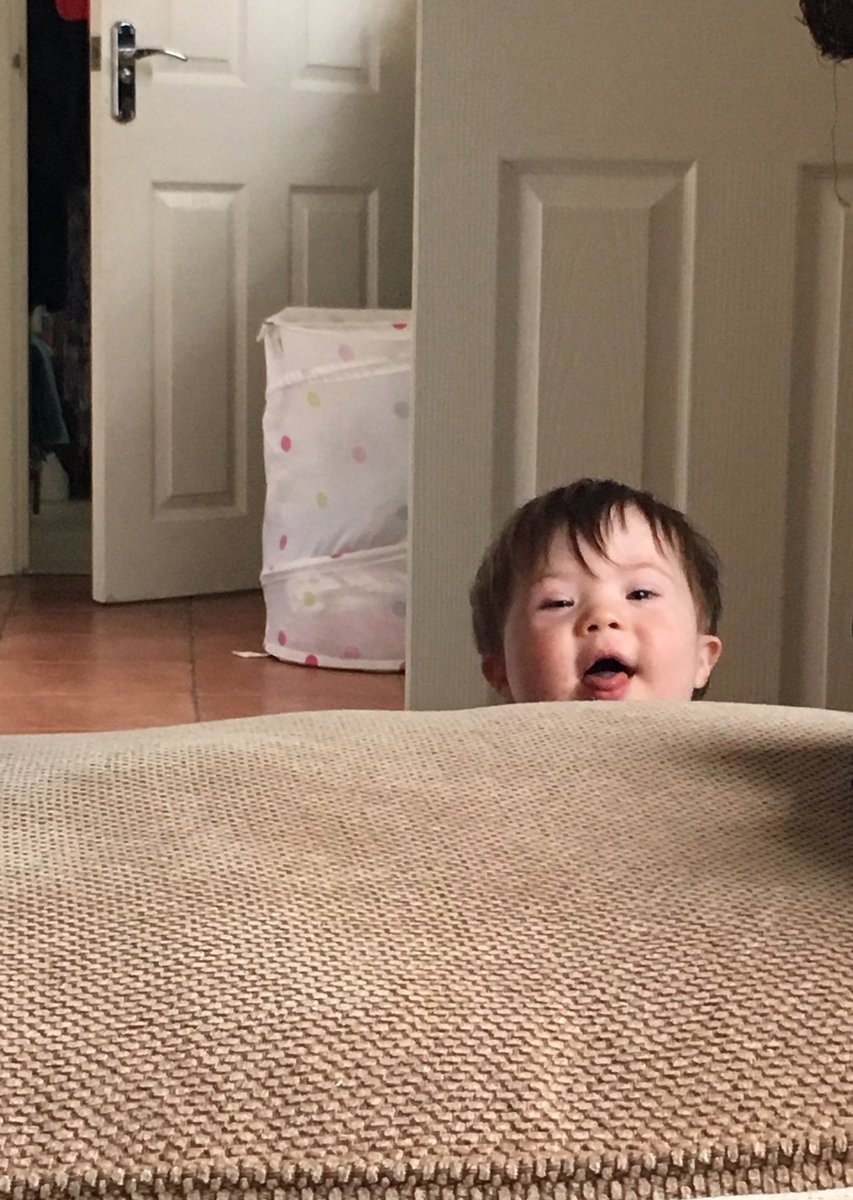 downstreamoli's tweet image. This cheeky monkey is enjoying a game of peekaboo today #oliver #Downsyndrome #JustAboutCoping #cutebaby