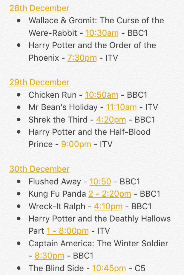 A gift from me to you this years Christmas TV schedule with all relevant films ur all welcome !!!!!! 🎥🎄🎅🏼✨🎁