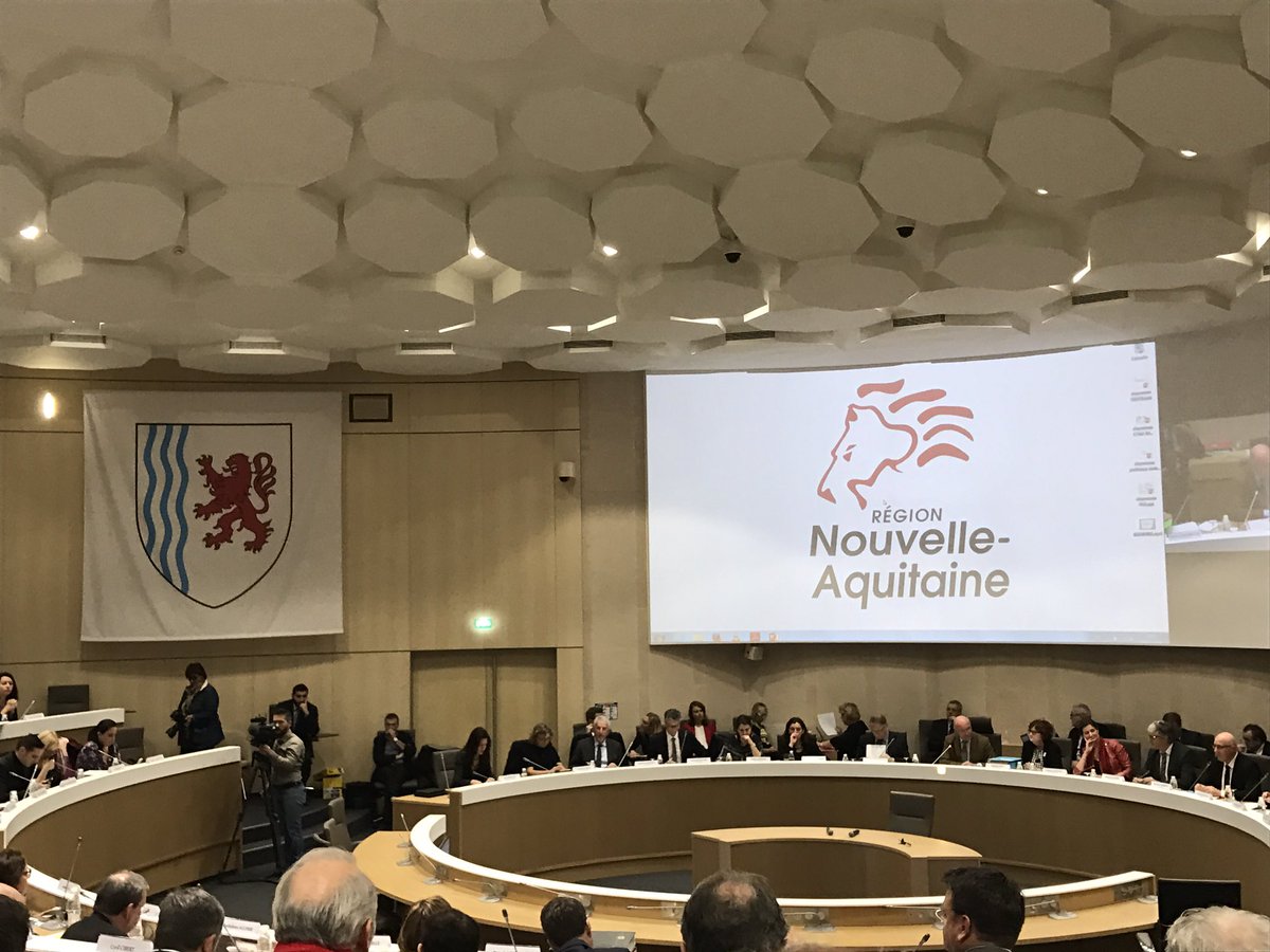 #jdpleniere Présentation du blason et du logo de la #nouvelleaquitaine aux élus du conseil régional