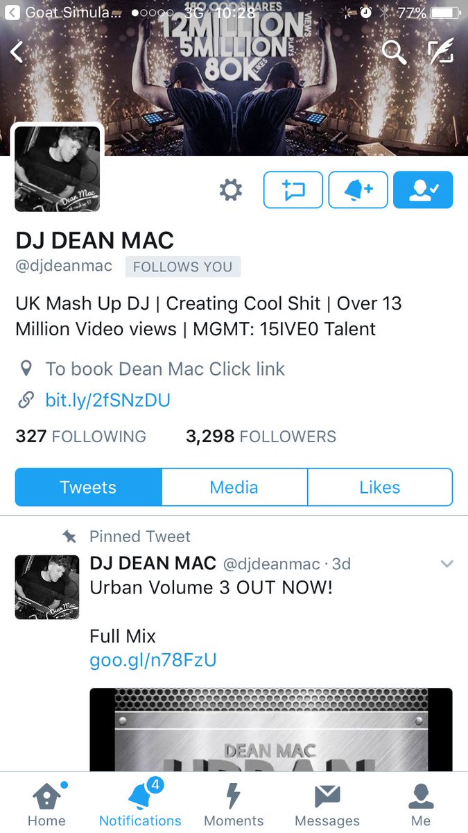 JackWillis71's tweet photo. No way! @djdeanmac just followed me! 💯💯 https://t.co/SrozaImsdG