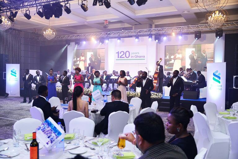 brandflowgh's tweet photo. The Accra Symphony Orchestra performing @StanChart 120 years anniversary client dinner https://t.co/JgzjKni8Mw