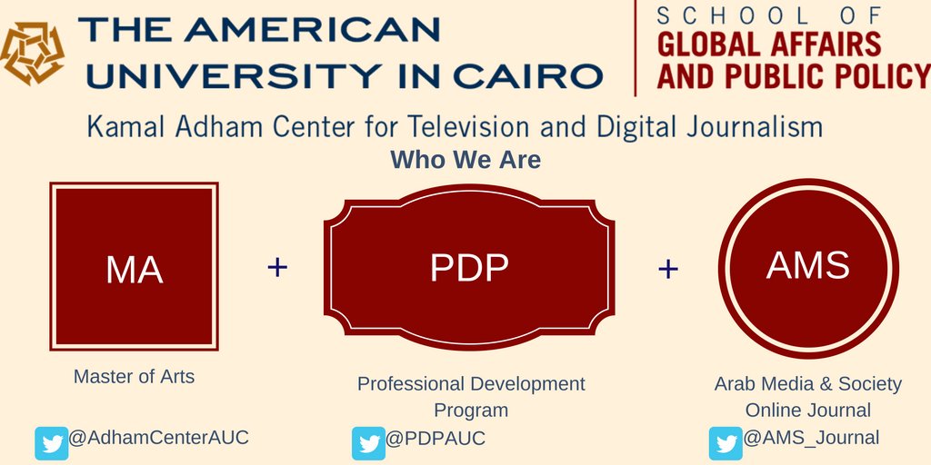 AUC_TV's tweet photo. Thanks to all the new followers! Remember that this account will #migrate to @AdhamCenter_AUC and @PDPAUC Be sure to #follow our accounts! https://t.co/hXBz4JmskV