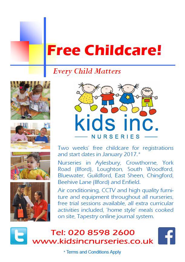 KidsIncUK's tweet photo. Two weeks free for start dates in January 2017. Call us on 020 8598 2600 for availability info. @IlfordRecorder https://t.co/AJc9v3cHIt