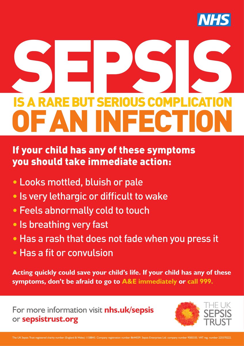 Take immediate action if you spot any of the #SymptomsOfSepsis. Find out more at nhs.uk/sepsis