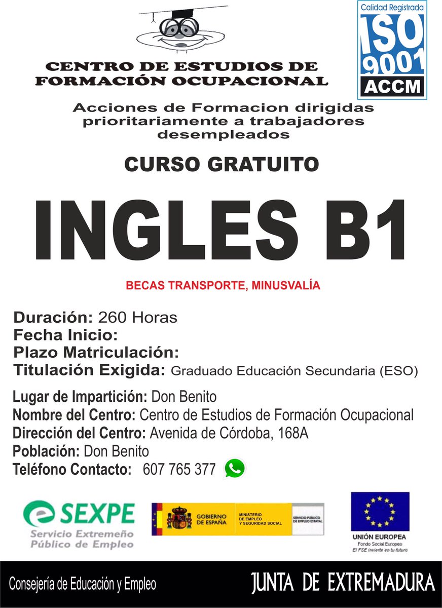 Cefo_Formacion's tweet photo. Cursos gratuitos desempleados 2017, Academia Cefo, apuntate ya!!! https://t.co/e3ukGSGhkF