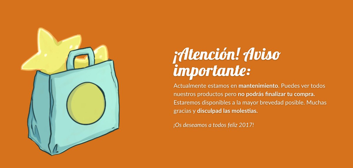 ExExcusesShop's tweet photo. ¡Hola! Estamos no disponibles por un tiempo. Esperamos volver en breve a la carga. Muchas gracias a todos por vuestras compras este mes :D https://t.co/8KFoveGa77