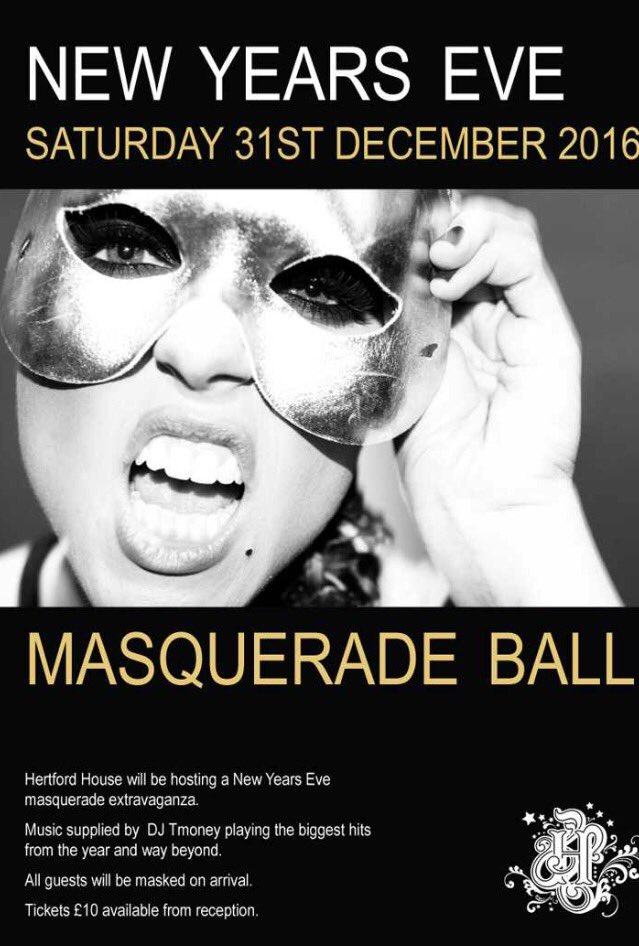 Join us at HH on New Years Eve for our Masquerade Ball🍾 Tickets are selling fast!!