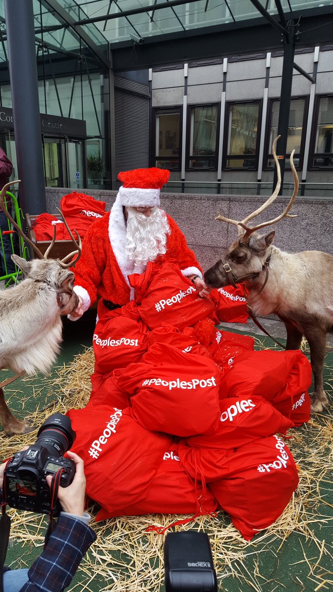 resistunite's tweet image. @CWUnews brings a crowd outside BIS amidst national #CrownPost strike and Santa and Rupolph support the strike too! #Solidarity @DaveWardGS