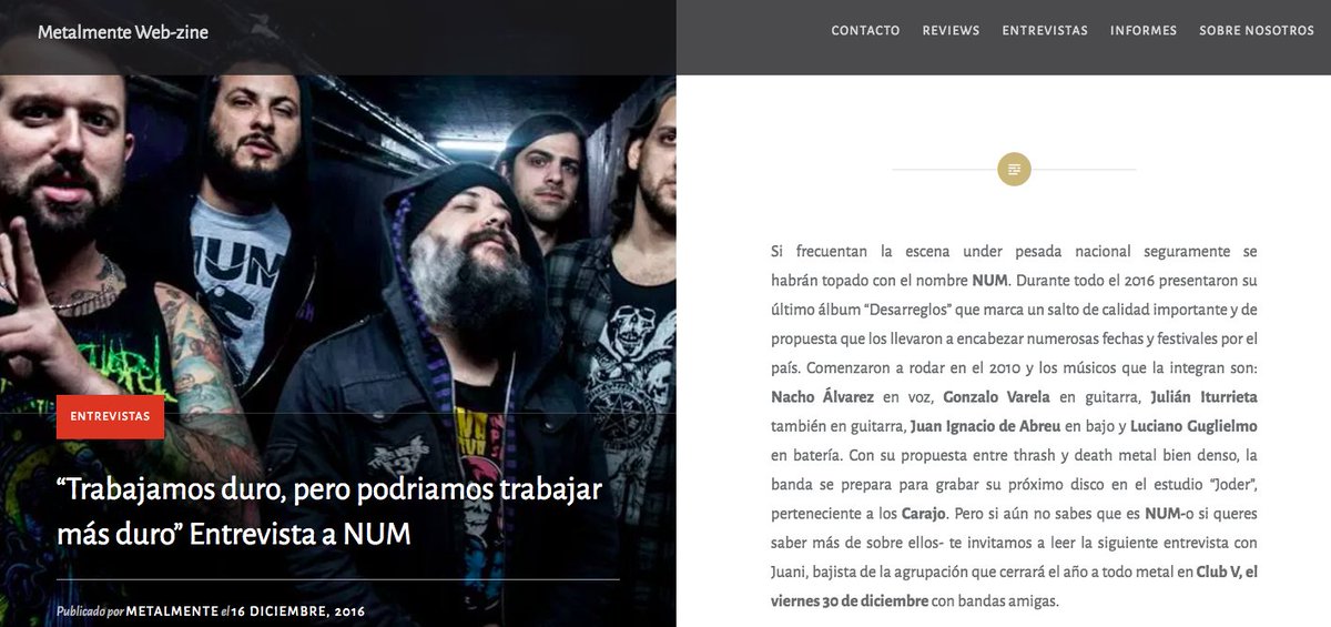LauCastellvi's tweet photo. Entrevista a @estoesNUM  para @Metalmente_Web 
link: https://t.co/dLh0IAfwXW https://t.co/9tVc6IjdYd