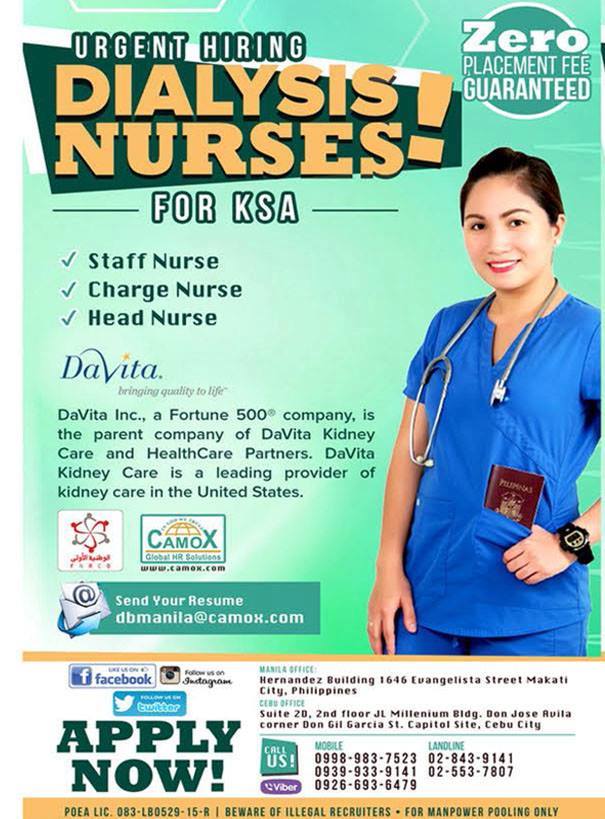 camoxph's tweet photo. #Dialysis #Nurses for #Davite

Send CV to dbmanila@camox.com

Call Rems : 0 998 983 7523

#camox #jobsoverseas #nursesjobs #nurses #jobs https://t.co/hRZtiRvTF0