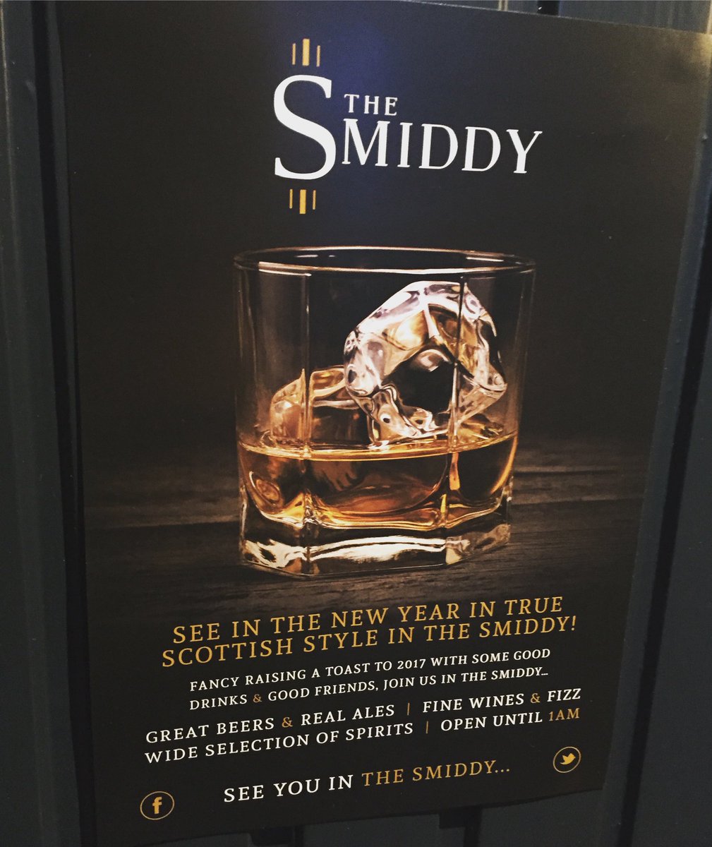 Busy getting ready for Christmas? Don't forget to make your NY plans...The Smiddy will be open until 1am so can enjoy a dram at the bells.