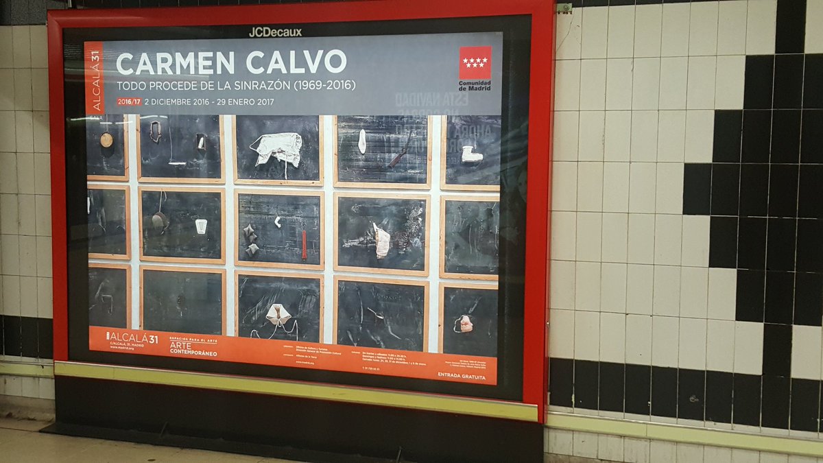 elepigrafe's tweet photo. Disfruta de la exposición de Carmen Calvo "Todo procede de la sin razón" en la sala Alcalá 31 (arte contemporáneo) hasta el 29/1 #EMuseos https://t.co/qa9prwbC3f
