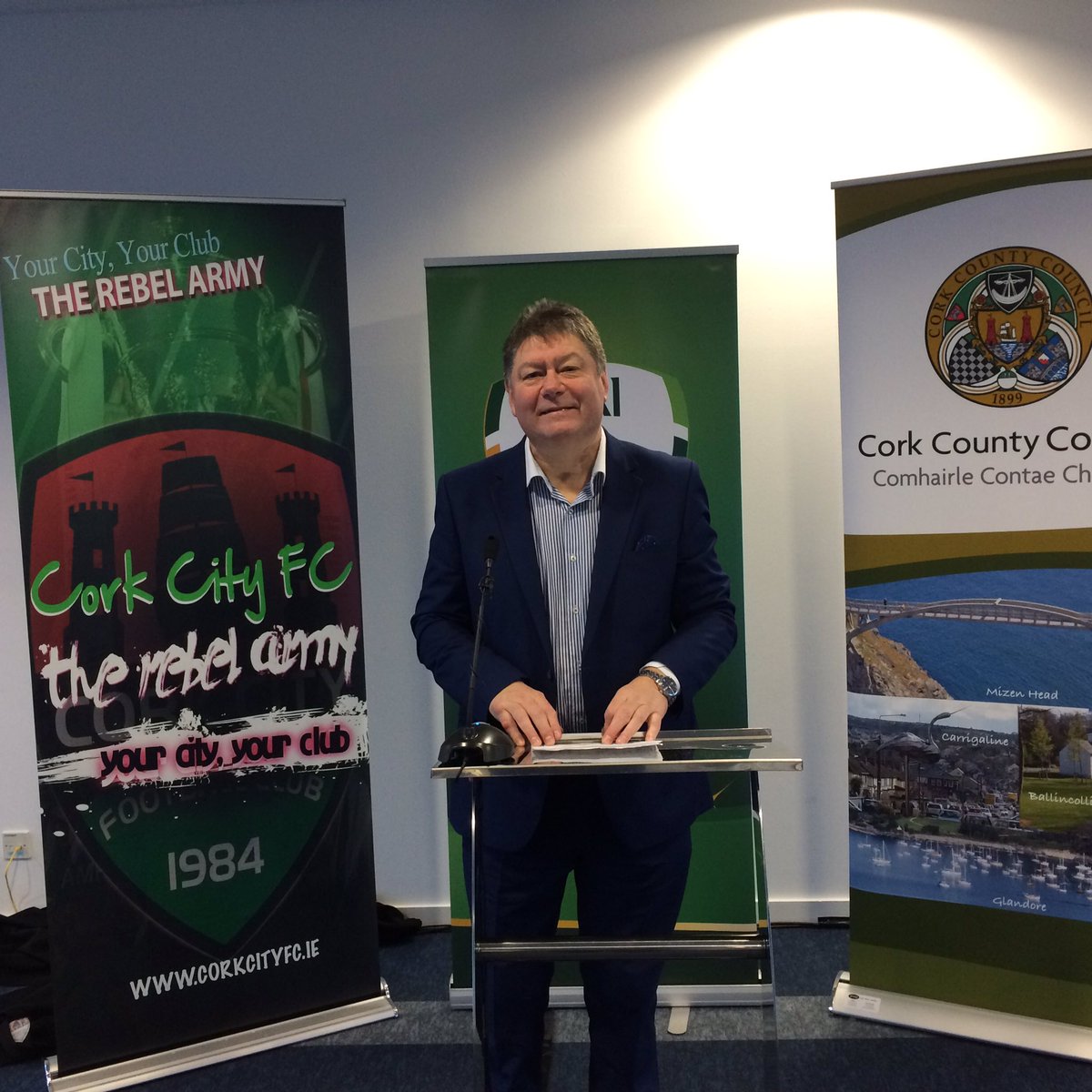 MC at this mornings announcement of details for a centre of excellence for Cork <a href="/Corkcoco/">Cork County Council</a> <a href="/CorkCityFC/">Cork City FC</a> <a href="/AcademyCork/">FAI Cork Academy</a>