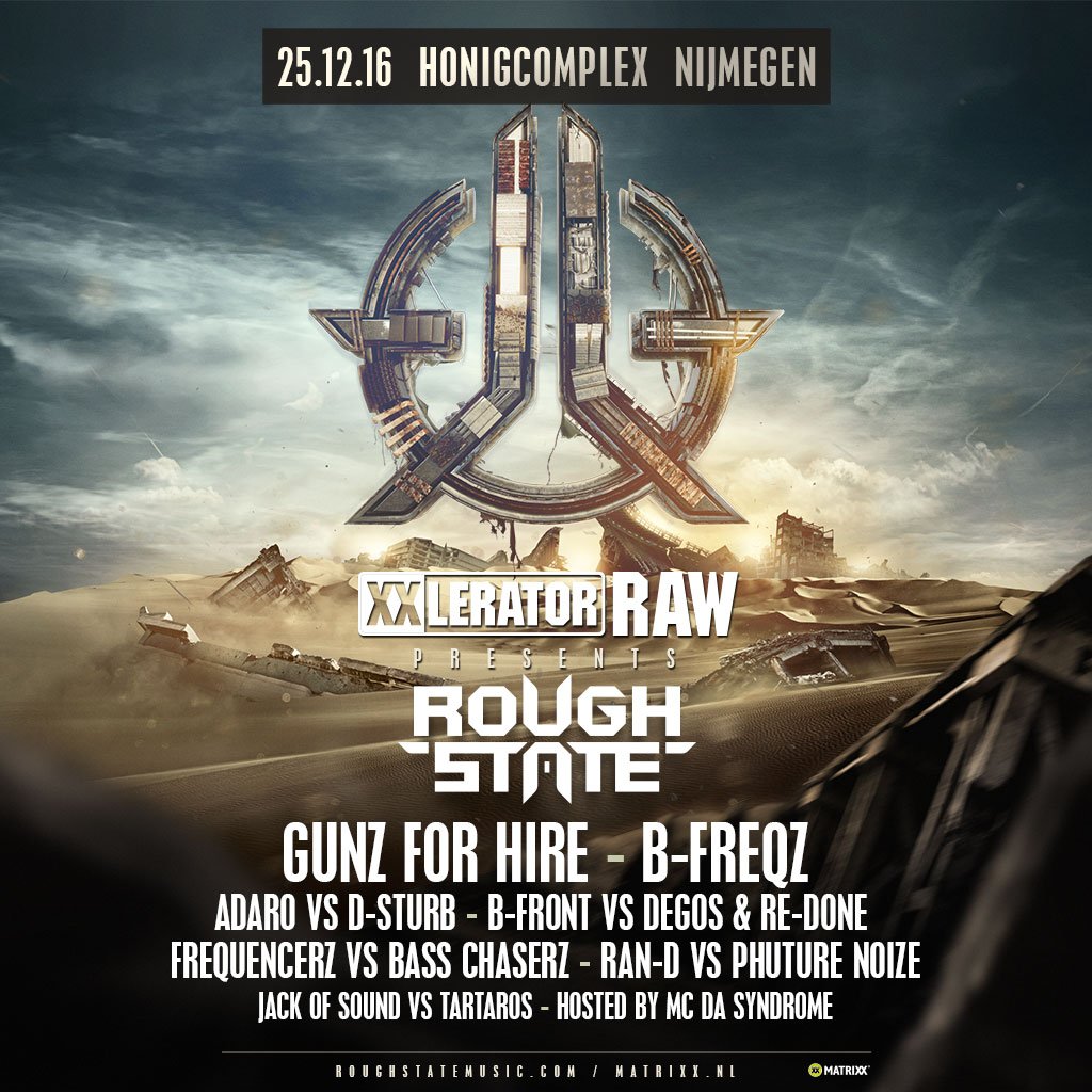 ⚠#WIN: We geven 4 x 2 tickets weg voor XXlerator Raw – Roughstate met o.a. Gunz For Hire en Adaro vs D-Sturb. #Retweet om kans te maken!