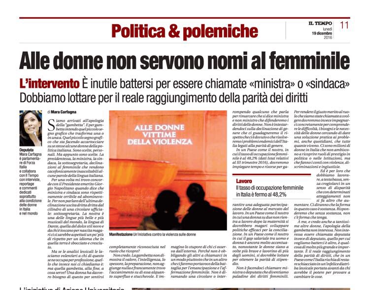 mara_carfagna's tweet photo. "È inutile battersi per essere chiamata ministra, dobbiamo lottare per il reale raggiungimento parità diritti" il mio pezzo su @tempoweb https://t.co/8adrCixu9D