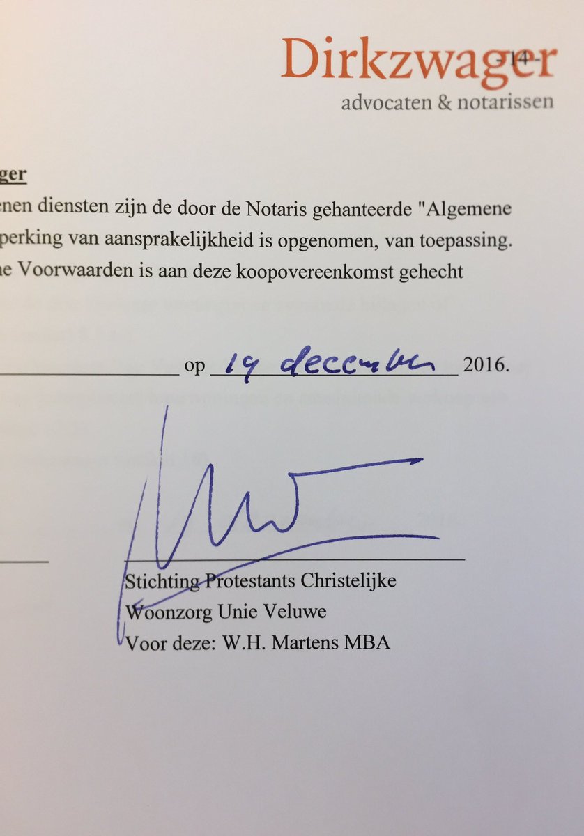 wim_martens's tweet photo. Vanochtend namens @wzuveluwe het koopcontract voor WZC De Bunterhoek getekend. Nu de verkoper nog. Morgen bij de notaris voor de akte. https://t.co/ve4YO0PSoi