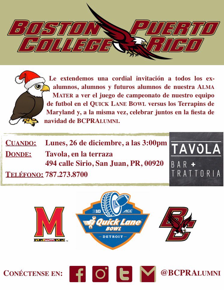 BCPRAlumni's tweet photo. Monday the 26th, join us for the @quicklanebowl and Holiday party at @TavolaPR  Festivities begin at 3p. Register at https://t.co/meoJ0vcSbj https://t.co/4r9UeReTjg