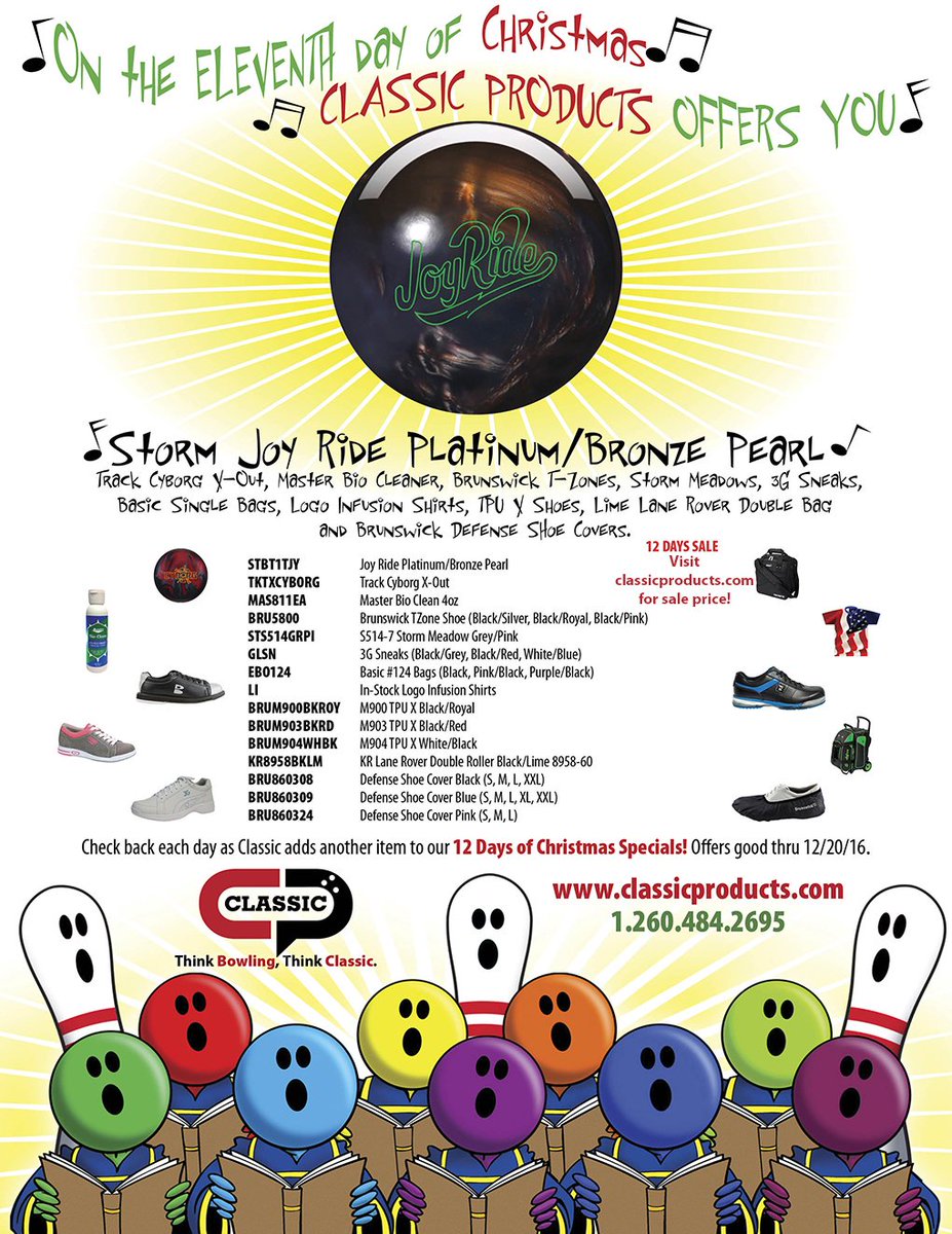 CPCBOWL's tweet photo. On the 11th Day of Christmas Classic Products offers you, a Storm Joy Ride Bowling Ball. Check back as we add new items each day. @CPCBOWL https://t.co/exRf1hlBti