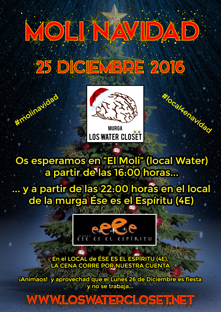 loswatercloset's tweet photo. ¿Os lo vais a perder? #25diciembre #navidad #molinavidad #local4enavidad @loswatercloset @EseEsElEspiritu 🎭🎄🎁 https://t.co/boKD5xcAFw