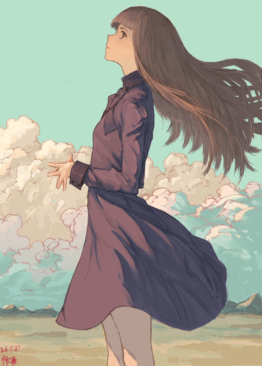 ホメドウ Rakugaki100page どれもとても素敵です 特に3枚目は風になびく髪とワンピースが綺麗で好きです Twitter