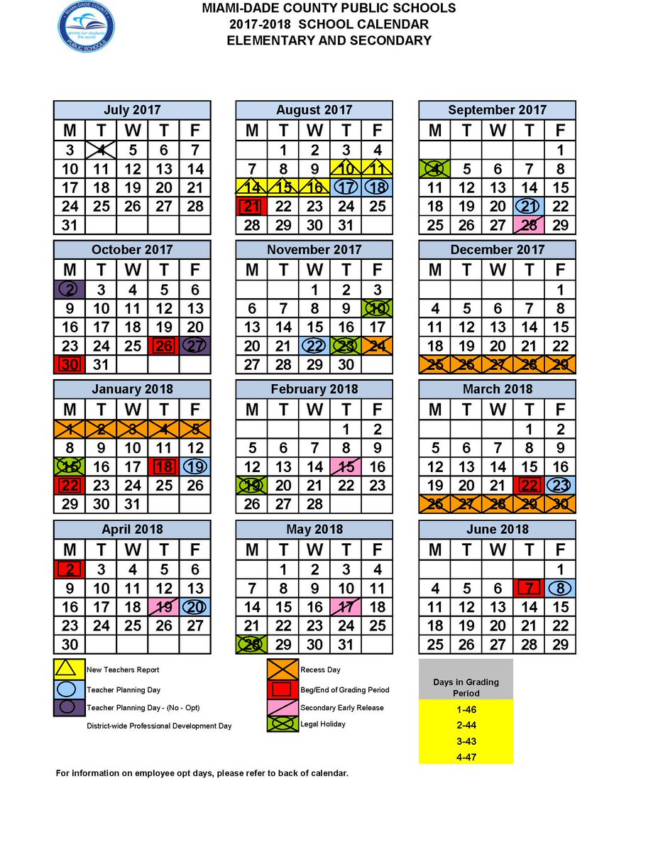 Image result for miami dade county public school calendar 2017-18