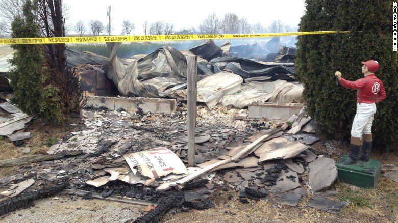 CNN's tweet photo. Kentucky barn fire leaves 23 thoroughbred horses dead, including racehorse that recently won a $100,000 stakes race https://t.co/ICJHFokTsJ https://t.co/pJfqgOBwgh