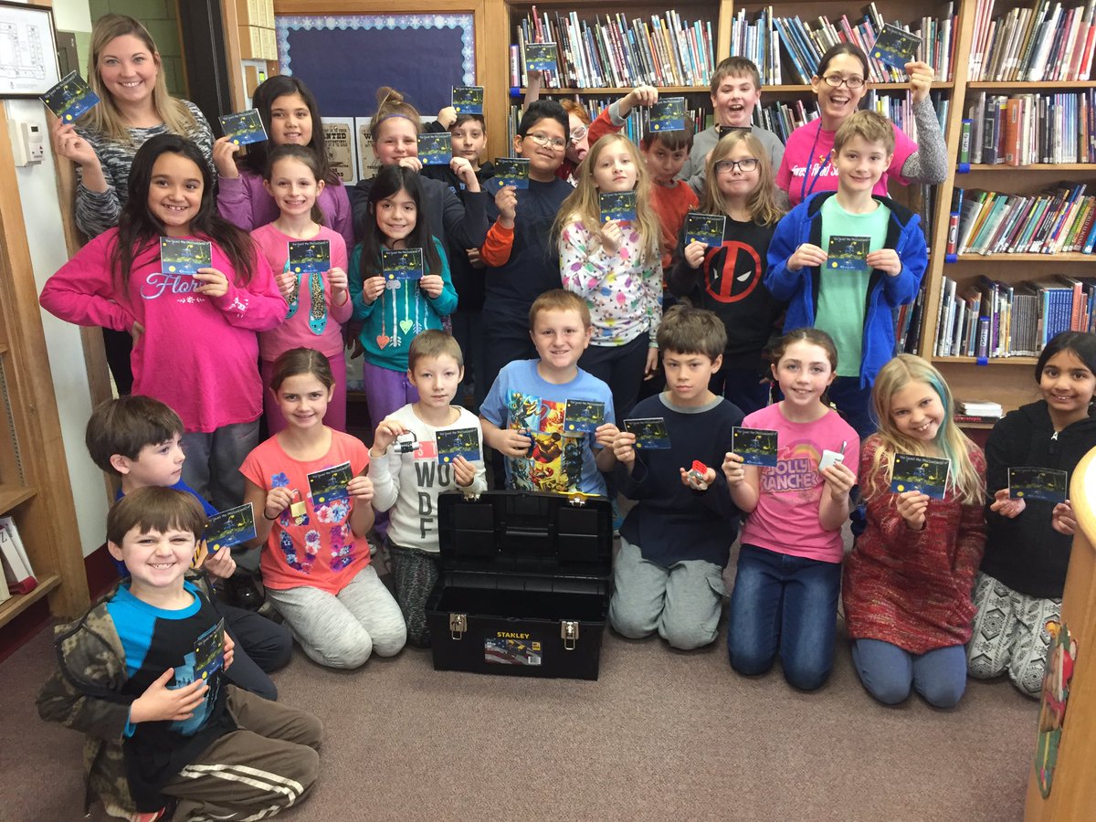 MsJarrick's tweet photo. We saved the Phizzwizards! #GRAbfg #GRA16 @breakoutEDU Thanks @ForestRoad_LRC for such a fun breakout! #forestroadschool https://t.co/1JEPsdu2mK