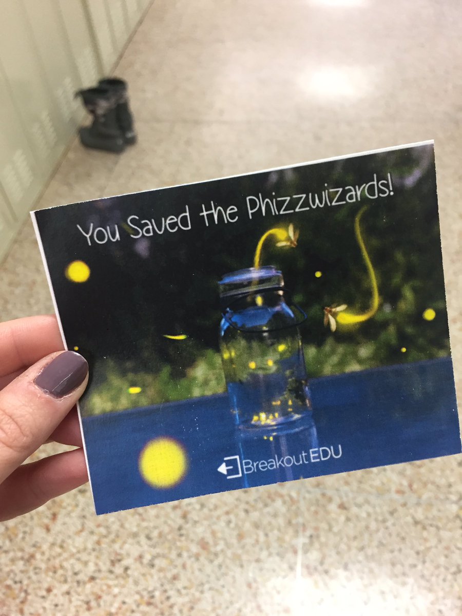 MsJarrick's tweet photo. We saved the Phizzwizards! #GRAbfg #GRA16 @breakoutEDU Thanks @ForestRoad_LRC for such a fun breakout! #forestroadschool https://t.co/1JEPsdu2mK