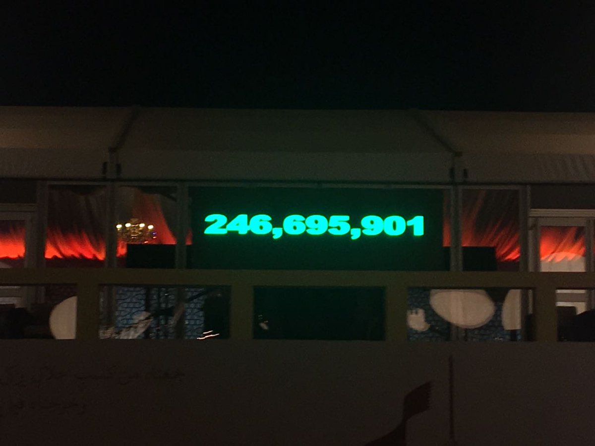 بلغ مجموع التبرعات لأهلنا في حلب حتى هذه اللحظة 246,695,901 مليون ريال
وما زالت التبرعات مستمرة والمبلغ في ازدياد ولله الحمد
 #حلب_لبيه