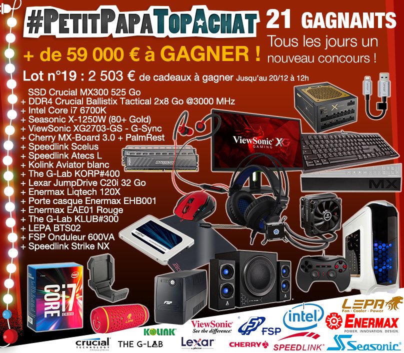 TopAchat's tweet image. ⏰ Dernière semaine pour participer à #PetitPapaTopAchat ! 😎
C&apos;est le moment de #RT le #Lot19 !

Jouer ⬇️